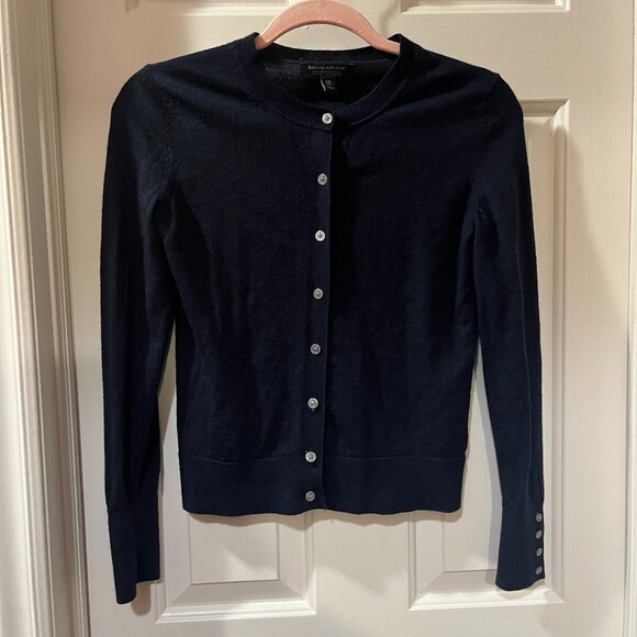 Banana Republic Merino Wool Navy Blue Button Up Cardigan Women's XS Preppy - Picture 1 of 7